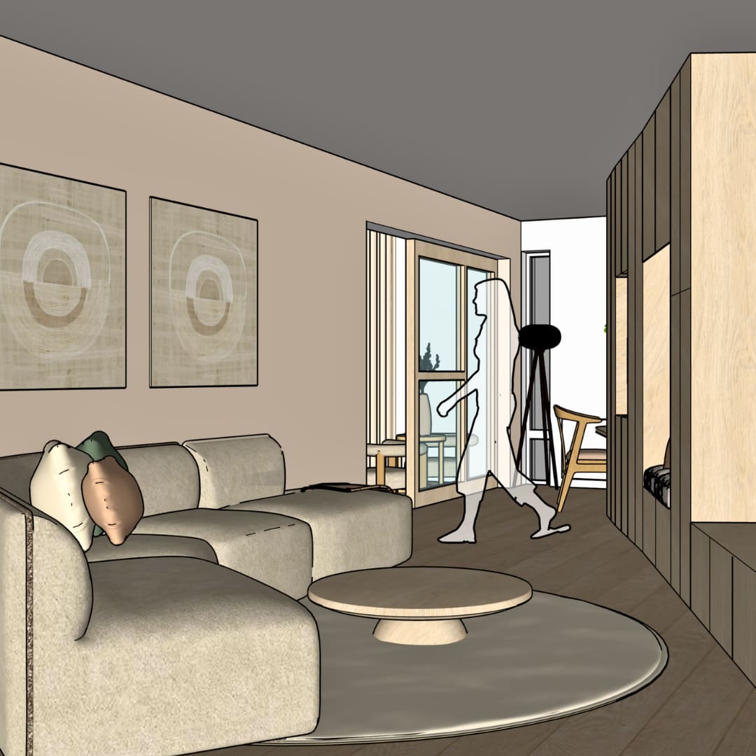 Eengezinswoning Assen 3D tekening eengezinswoning Assen woonkamer