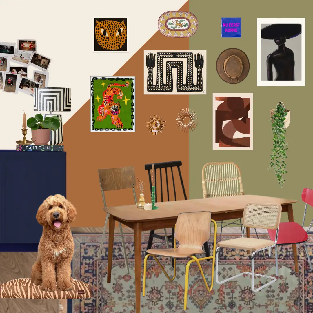 Kantoorpand Groningen Moodboard kantoorpand Groningen overlegruimte retro eclectisch gallerywall